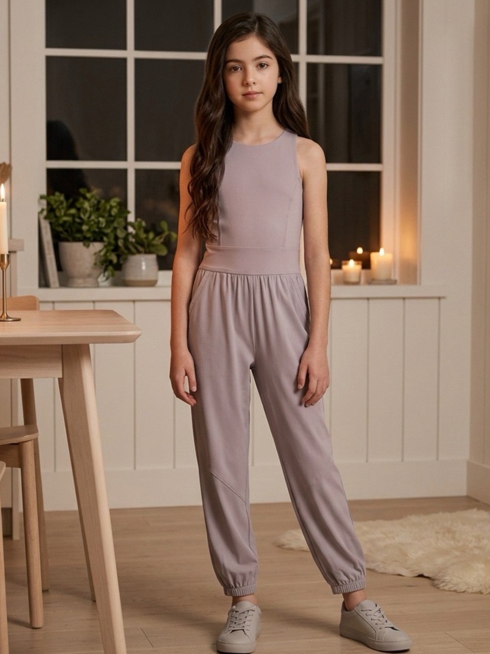 Abercrombie Kids YPB Girls 7/8 MotionTEK Jumpsuit Gray Activewear